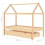 Pine wood children's bed frame with drawer 80x160 cm by vidaXL, Cribs and beds for children - Ref: Foro24-322137, Price: 176,...