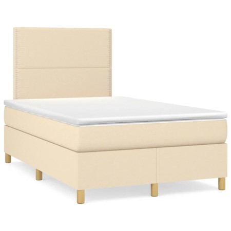 Cama box spring con colchón tela color crema 120x190 cm de , Camas y somieres - Ref: Foro24-3269928, Precio: 407,48 €, Descue...