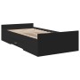 Black engineered wood bed with drawers 75x190 cm by , Beds and slatted bases - Ref: Foro24-3280350, Price: 118,89 €, Discount: %