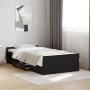 Black engineered wood bed with drawers 75x190 cm by , Beds and slatted bases - Ref: Foro24-3280350, Price: 118,89 €, Discount: %