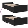 Black engineered wood bed with drawers 75x190 cm by , Beds and slatted bases - Ref: Foro24-3280350, Price: 118,89 €, Discount: %