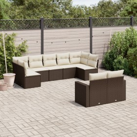 9-piece garden sofa set and brown synthetic rattan cushions by , Garden sets - Ref: Foro24-3219413, Price: 596,99 €, Discount: %