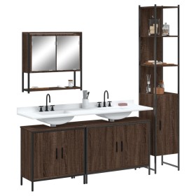 4-piece bathroom furniture set in brown oak plywood by , Bathroom furniture - Ref: Foro24-3214694, Price: 238,96 €, Discount: %