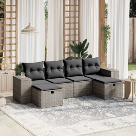 6-piece garden furniture set and gray synthetic rattan cushions by , Garden sets - Ref: Foro24-3264476, Price: 409,45 €, Disc...