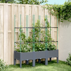 Jardinera con enrejado PP gris 120x40x142,5 cm de , Maceteros y jardineras - Ref: Foro24-367956, Precio: 67,52 €, Descuento: %