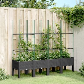 Planter with black PP trellis 160x40x142.5 cm by , Pots and planters - Ref: Foro24-367963, Price: 84,99 €, Discount: %