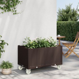 Brown PP planter with wheels 80x50x54 cm by , Pots and planters - Ref: Foro24-367996, Price: 97,99 €, Discount: %