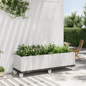 Jardinera con ruedas PP blanco 160x50x54 cm de , Maceteros y jardineras - Ref: Foro24-367994, Precio: 173,99 €, Descuento: %