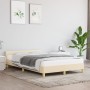 Bed frame with cream fabric headboard 120x190 cm by , Beds and slatted bases - Ref: Foro24-379539, Price: 117,99 €, Discount: %