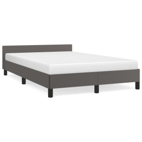 Bed frame with headboard gray synthetic leather 120x190 cm by , Beds and slatted bases - Ref: Foro24-379545, Price: 112,99 €,...