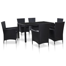 Juego de comedor de jardín 7 piezas ratán sintético negro de vidaXL, Conjuntos de jardín - Ref: Foro24-45977, Precio: 466,99 ...