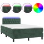 Box spring bed with mattress and LED dark green velvet 120x190cm by , Beds and slatted bases - Ref: Foro24-3270174, Price: 38...