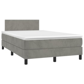 Box spring bed with mattress and LED light gray velvet 120x190 cm by , Beds and slatted bases - Ref: Foro24-3270141, Price: 3...