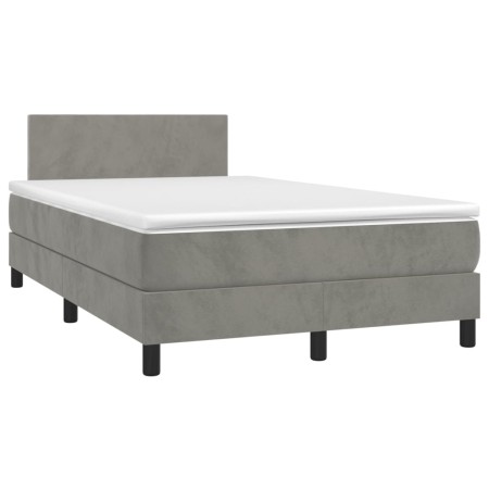 Cama box spring colchón y LED terciopelo gris claro 120x190 cm de , Camas y somieres - Ref: Foro24-3270141, Precio: 374,33 €,...