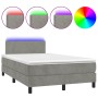 Cama box spring colchón y LED terciopelo gris claro 120x190 cm de , Camas y somieres - Ref: Foro24-3270141, Precio: 374,33 €,...