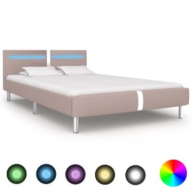 Estructura de cama con LED cuero sintético capuchino 120x200 cm de vidaXL, Camas y somieres - Ref: Foro24-280862, Precio: 159...