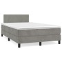 Cama box spring colchón y LED terciopelo gris claro 120x190 cm de , Camas y somieres - Ref: Foro24-3270141, Precio: 374,33 €,...