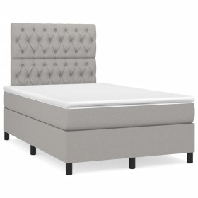 Cama box spring con colchón y LED tela gris claro 120x190 cm de , Camas y somieres - Ref: Foro24-3270218, Precio: 436,52 €, D...