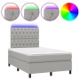 Cama box spring con colchón y LED tela gris claro 120x190 cm de , Camas y somieres - Ref: Foro24-3270218, Precio: 429,89 €, D...