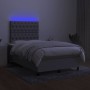 Cama box spring con colchón y LED tela gris claro 120x190 cm de , Camas y somieres - Ref: Foro24-3270218, Precio: 429,89 €, D...