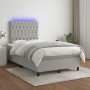 Box spring bed with mattress and LED light gray fabric 120x190 cm by , Beds and slatted bases - Ref: Foro24-3270218, Price: 4...