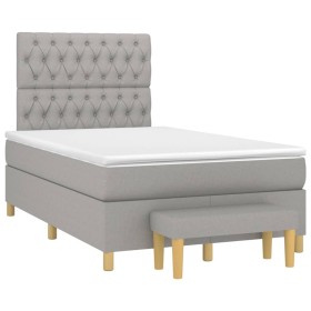 Box spring bed with light gray fabric mattress 120x190 cm by , Beds and slatted bases - Ref: Foro24-3270425, Price: 461,81 €,...