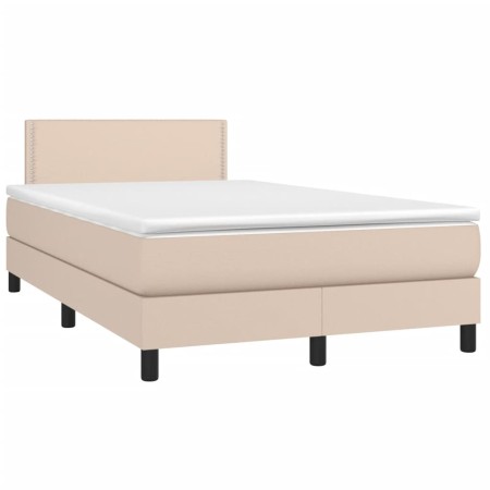 Cama box spring colchón LED cuero sintético capuchino 120x190cm de , Camas y somieres - Ref: Foro24-3270134, Precio: 376,33 €...