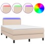 Cama box spring colchón LED cuero sintético capuchino 120x190cm de , Camas y somieres - Ref: Foro24-3270134, Precio: 376,33 €...