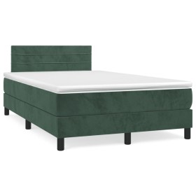 Box spring bed with mattress and LED dark green velvet 120x190cm by , Beds and slatted bases - Ref: Foro24-3270162, Price: 38...