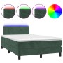 Box spring bed with mattress and LED dark green velvet 120x190cm by , Beds and slatted bases - Ref: Foro24-3270162, Price: 38...