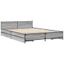 Sonoma gray engineered wood bed with drawers 120x200 cm by , Beds and slatted bases - Ref: Foro24-3279940, Price: 174,31 €, D...