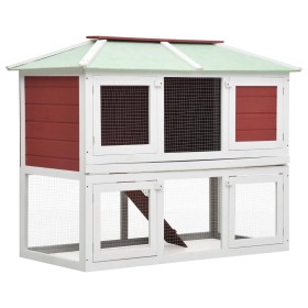 Hutch animal cage with double red wooden floor by vidaXL, Cages and habitats for small animals - Ref: Foro24-170851, Price: 1...