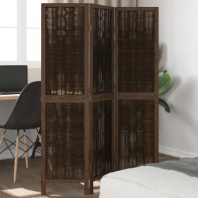 Dark brown paulownia wood 3-panel separator screen by , Room dividers - Ref: Foro24-358653, Price: 78,99 €, Discount: %