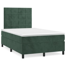 Boxspringbett mit Matratze und LED-Samt in Dunkelgrün, 120 x 190 cm von , Betten und Lattenroste - Ref: Foro24-3270314, Preis...