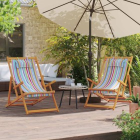 Folding beach chairs 2 units multicolored fabric by , Garden chairs - Ref: Foro24-3214483, Price: 137,99 €, Discount: %