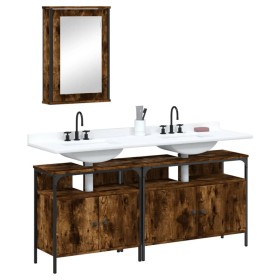 3-piece bathroom furniture set smoked oak plywood by , Bathroom furniture - Ref: Foro24-3214787, Price: 149,99 €, Discount: %