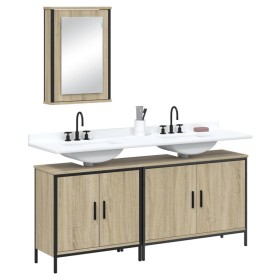 Set de muebles de baño 3 pzas madera contrachapada roble Sonoma de , Muebles de baño - Ref: Foro24-3214791, Precio: 167,45 €,...