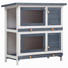 Rabbit cage with 4 doors, gray wood. by vidaXL, Cages and habitats for small animals - Ref: Foro24-170834, Price: 119,99 €, D...