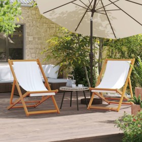 Folding beach chairs 2 units cream white fabric by , Garden chairs - Ref: Foro24-3214495, Price: 102,99 €, Discount: %