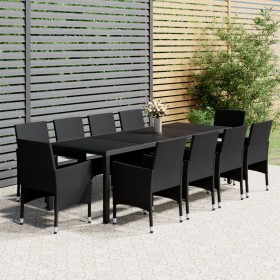 Juego de comedor de jardín 11 piezas ratán sintético negro de vidaXL, Conjuntos de jardín - Ref: Foro24-3058572, Precio: 887,...