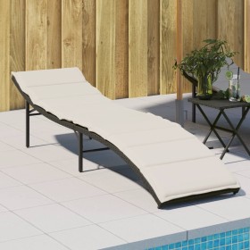 Lounger with black synthetic rattan cushion 55x199x50 cm by , Loungers - Ref: Foro24-368245, Price: 122,91 €, Discount: %