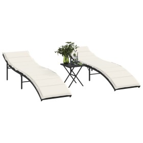 Sun loungers with table 2 units black synthetic rattan by , Loungers - Ref: Foro24-368251, Price: 236,99 €, Discount: %