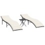 Sun loungers with table 2 units black synthetic rattan by , Loungers - Ref: Foro24-368251, Price: 236,22 €, Discount: %