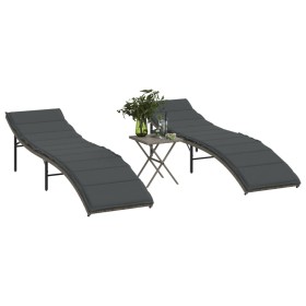 Liegen mit Tisch 2 Einheiten graues synthetisches Rattan von , Liegen - Ref: Foro24-368253, Preis: 241,99 €, Rabatt: %