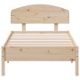 Bed frame with solid pine wood headboard 100x200 cm by , Beds and slatted bases - Ref: Foro24-3207217, Price: 121,04 €, Disco...