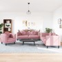 Pink velvet 3-piece sofa set with cushions by , Sofas - Ref: Foro24-3209250, Price: 754,42 €, Discount: %