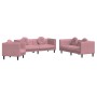 Pink velvet 3-piece sofa set with cushions by , Sofas - Ref: Foro24-3209250, Price: 754,42 €, Discount: %