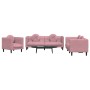 Pink velvet 3-piece sofa set with cushions by , Sofas - Ref: Foro24-3209250, Price: 754,42 €, Discount: %