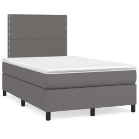 Box spring bed with gray synthetic leather mattress 120x190 cm by , Beds and slatted bases - Ref: Foro24-3269975, Price: 412,...