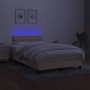 Cama box spring con colchón y luces LED tela crema 120x190 cm de , Camas y somieres - Ref: Foro24-3270065, Precio: 387,48 €, ...